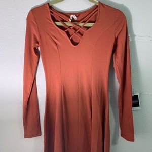 Burnt orange long sleeve dress